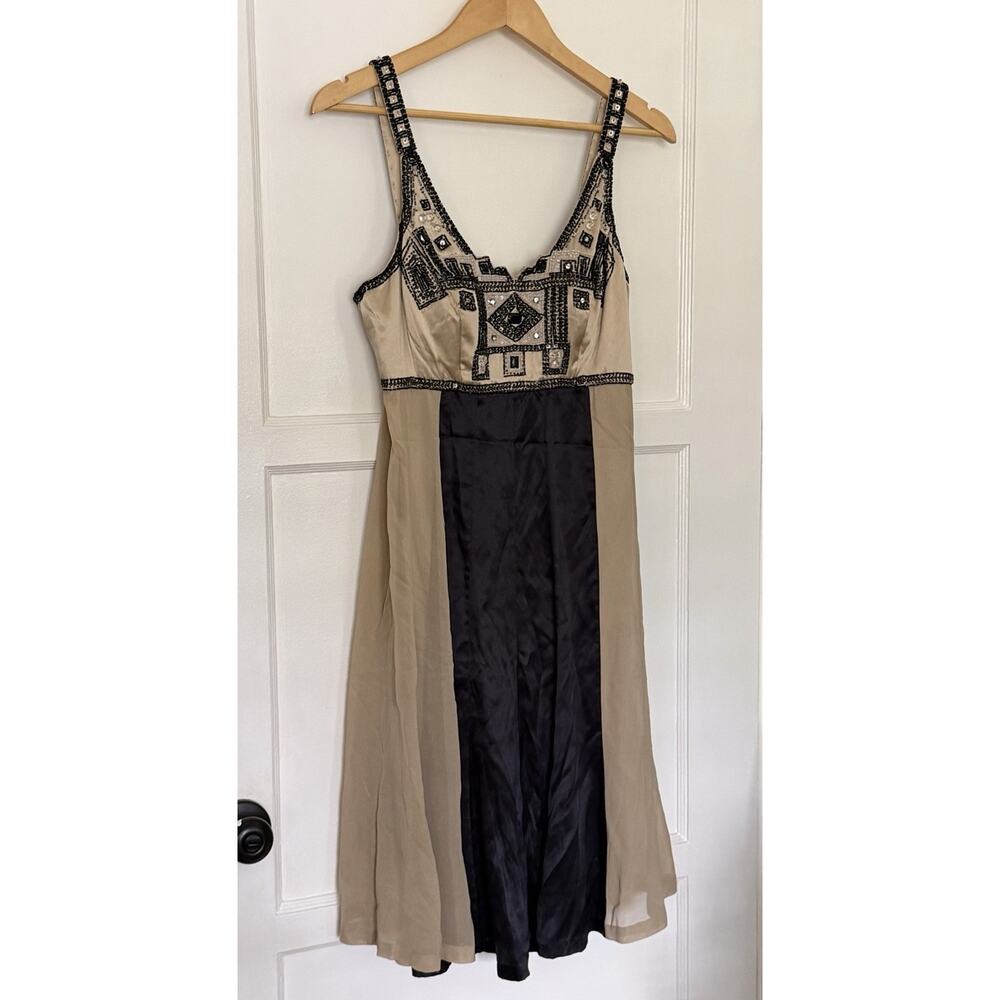 Sue Wong Nocturne Sz 10 Y2K Slip Dress Cocktail‎ Beaded Silk Gatsby Vintage READ